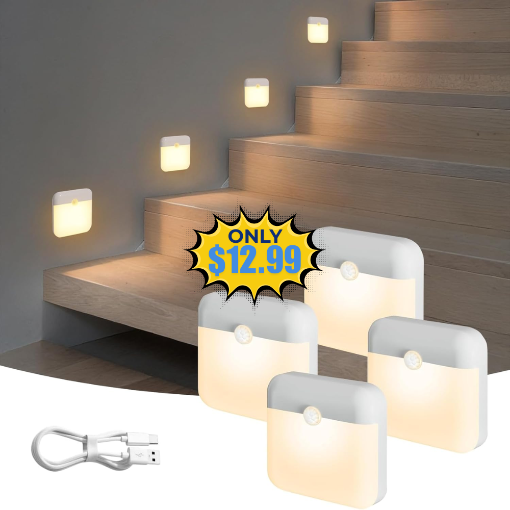 4 Pack Motion Sensor Light Indoor Deal: Use Promo Code RRKZDH73