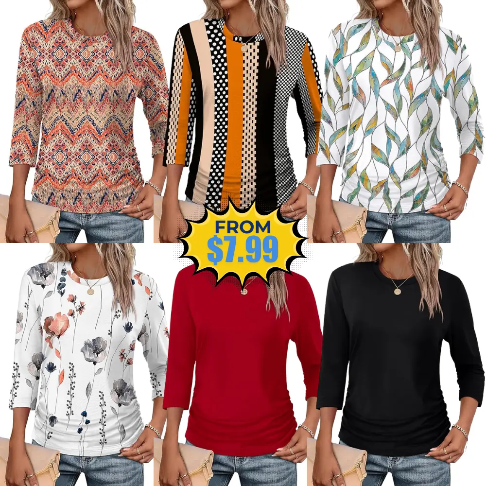 WIHOLL Womens 3/4 Length Sleeve Tops Deal: Save 38%