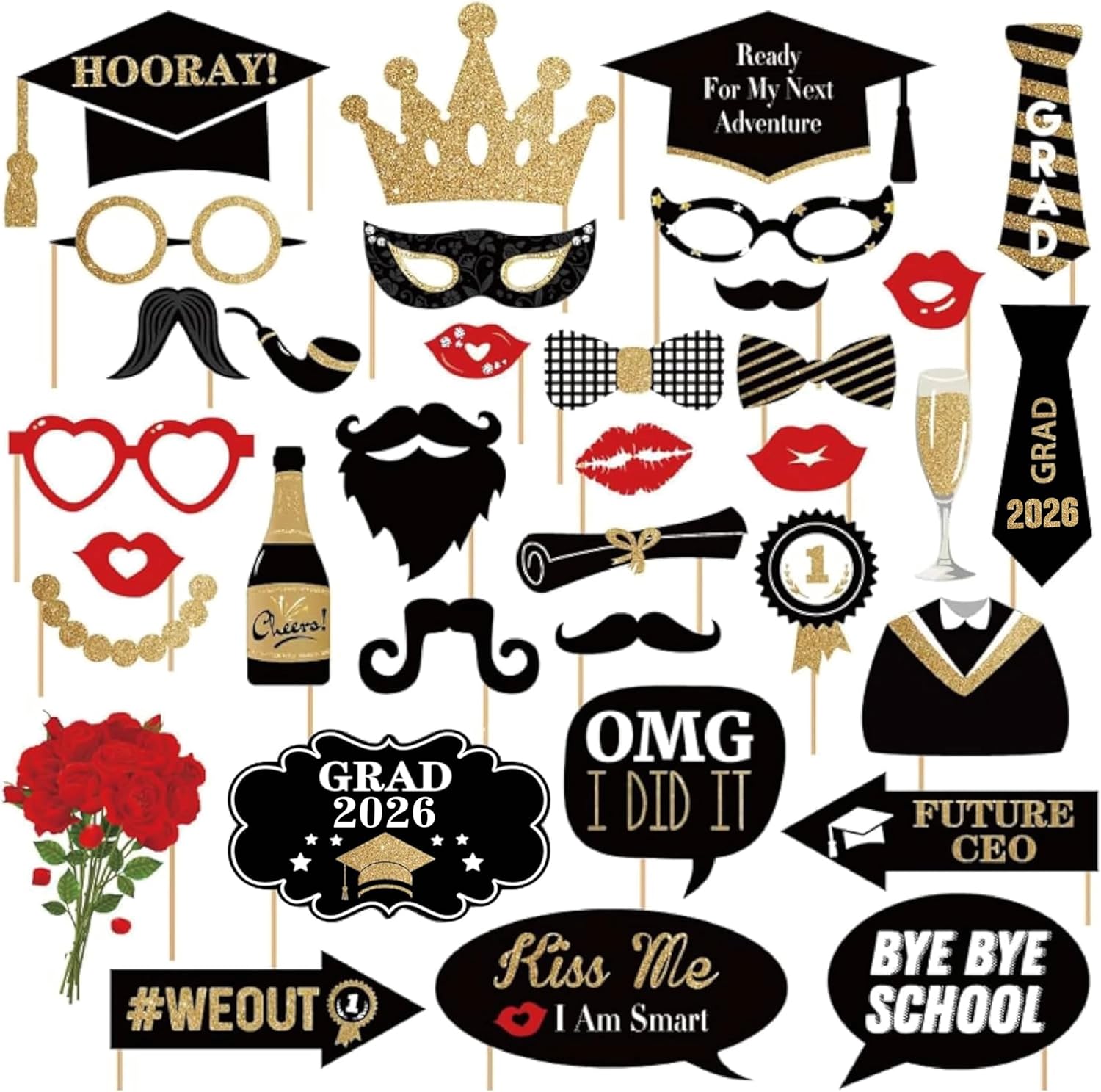 Graduation Photo Booth Props 2026 – 35 Pieces – Only $7.99 at Amazon