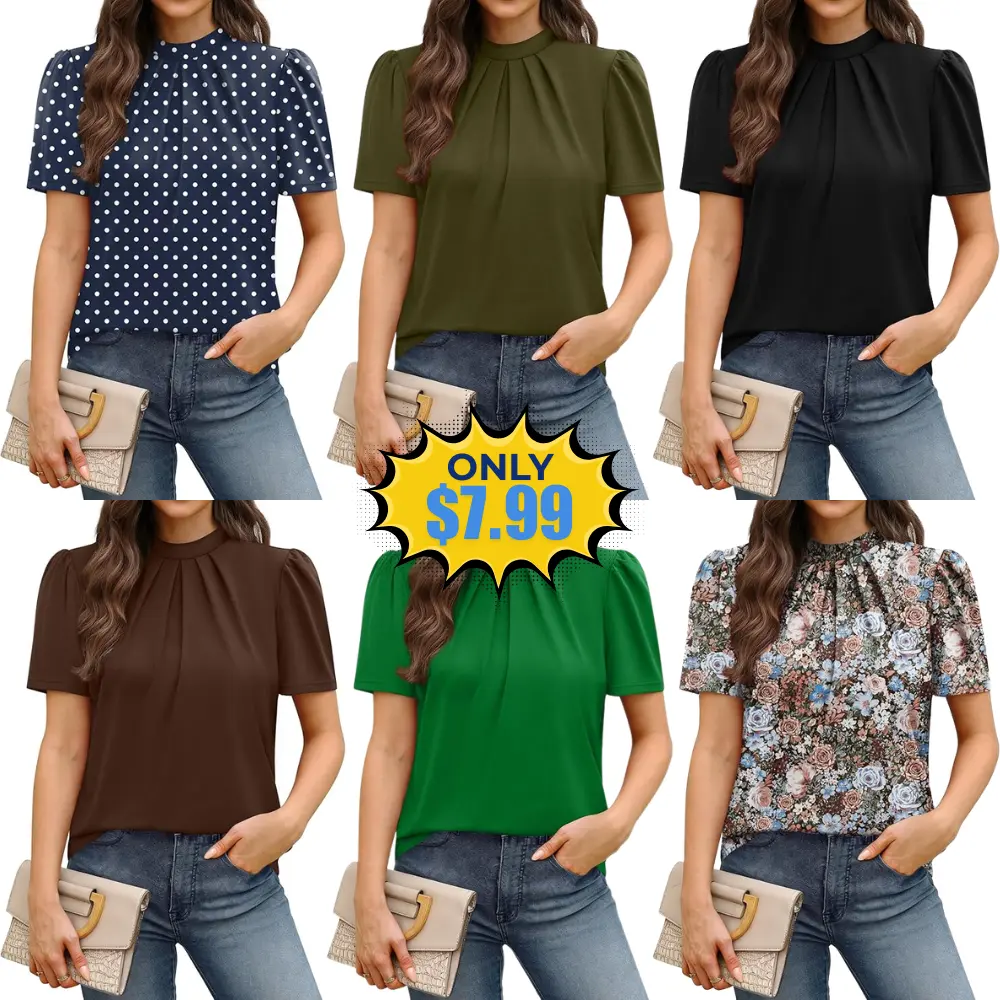 WIHOLL Womens Short Puff Sleeve Shirts Deal: Save 38%