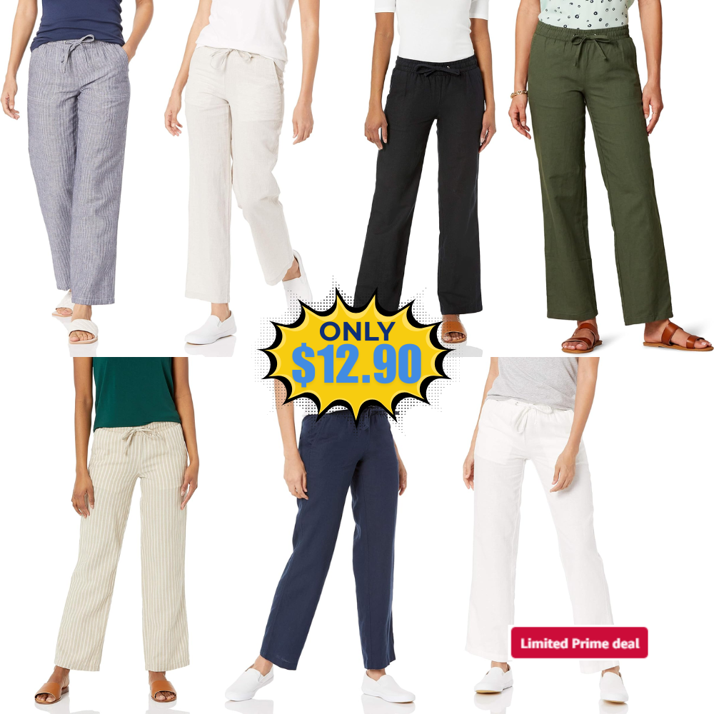 Women’s Linen Blend Drawstring Pants Deal: Save 53%
