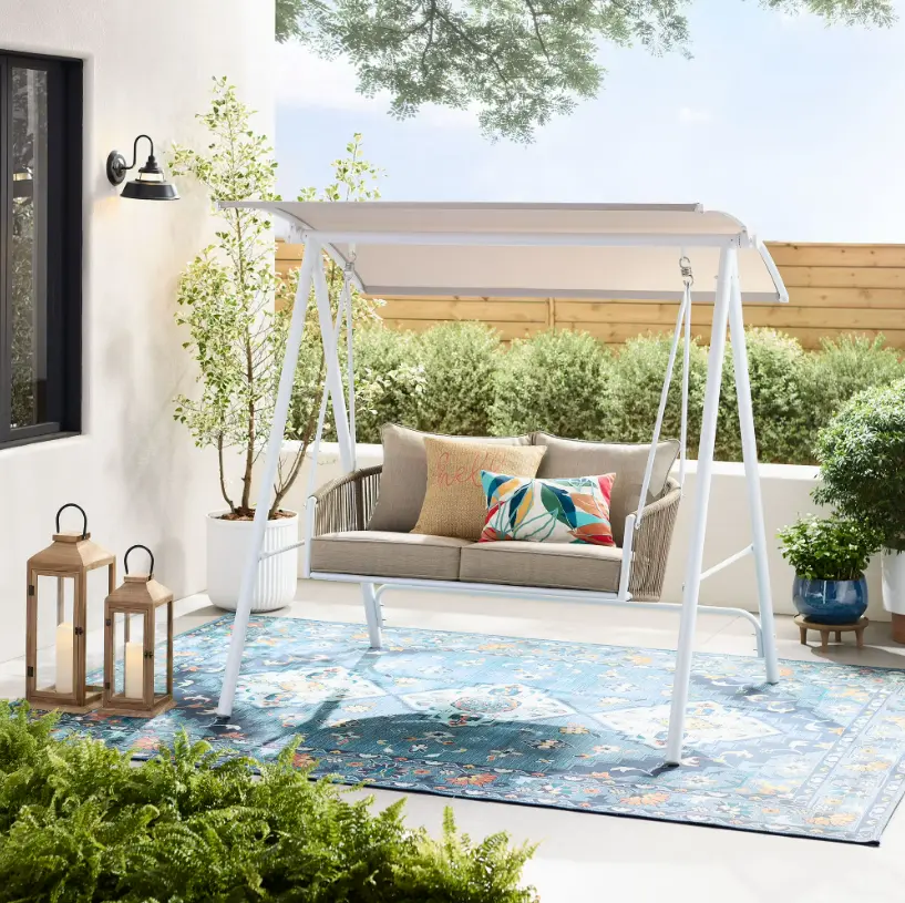 2-Seat Steel Outdoor Porch Swing with Canopy Deal at Walmart: Save $90