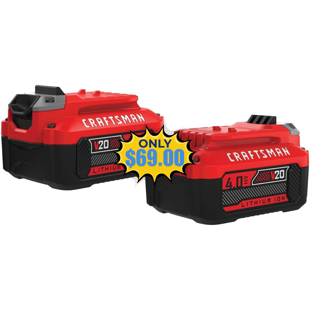 CRAFTSMAN V20 4Ah Lithium Ion Battery 2-Pack Deal: Save 47%