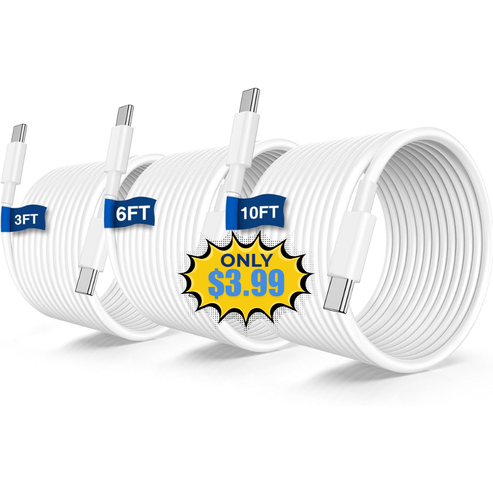USB C to C Fast Charger Cable 3Pack Deal: Save 20%