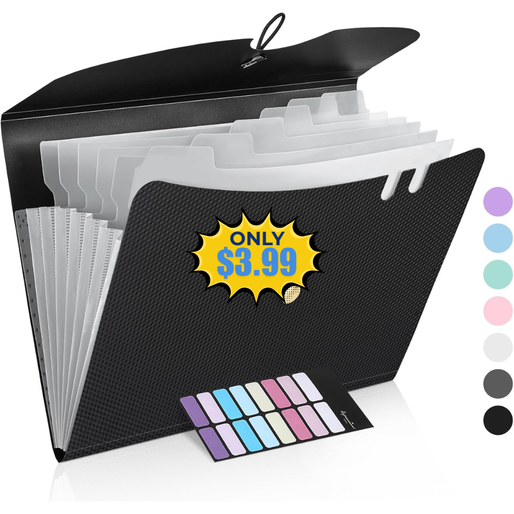 Sooez 7 Pocket Expanding File Folder Deal: Save 20%