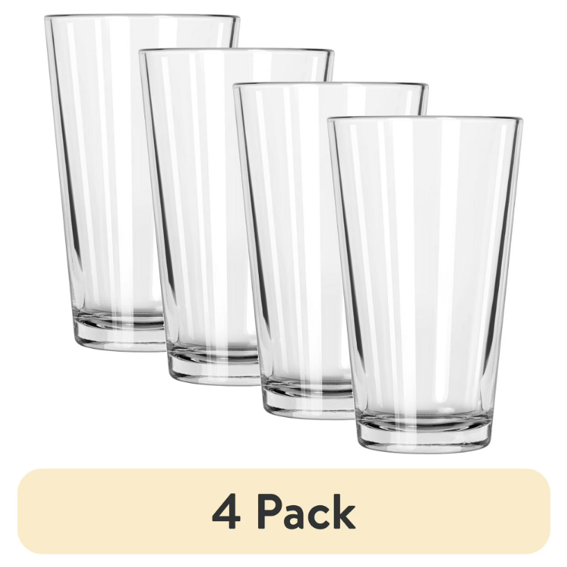 Mainstays 16 oz Clear Pint Glass 4-Pack Deal at Walmart