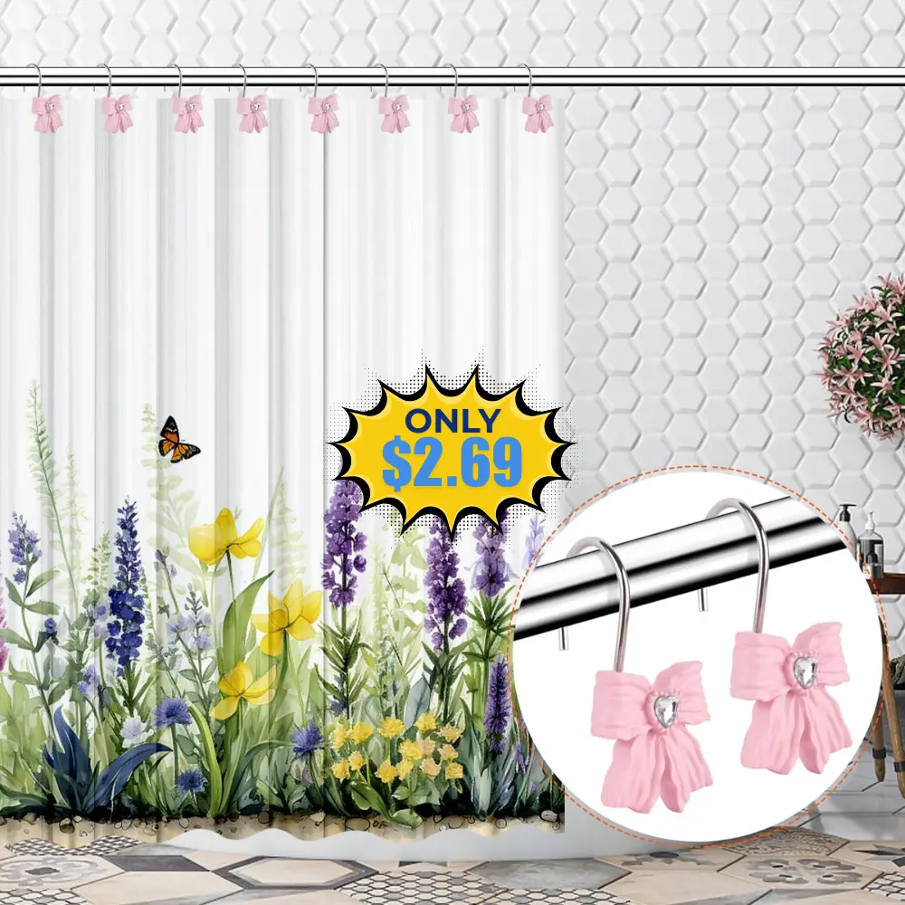 12PCS Shower Curtain Hooks Rings