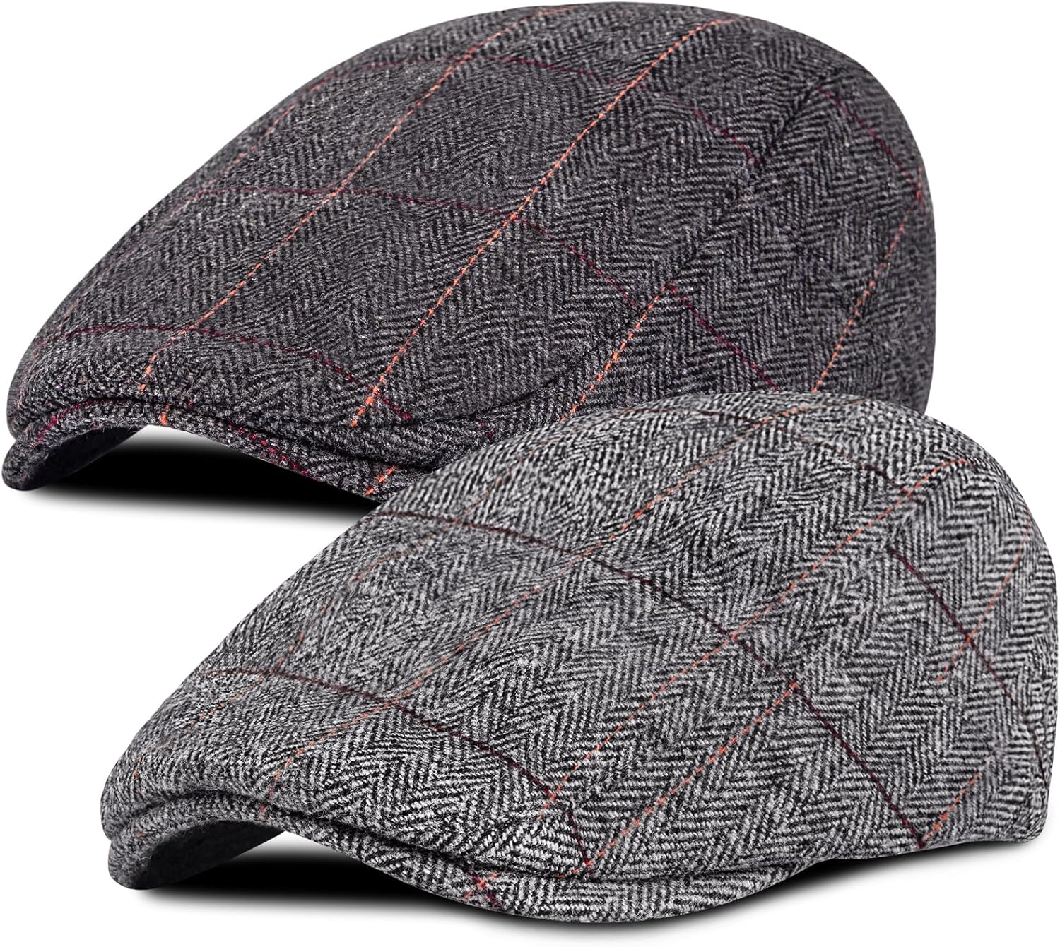 Senker 2 Pack Men's Classic Herringbone Tweed Wool Blend Fla deal at Amazon