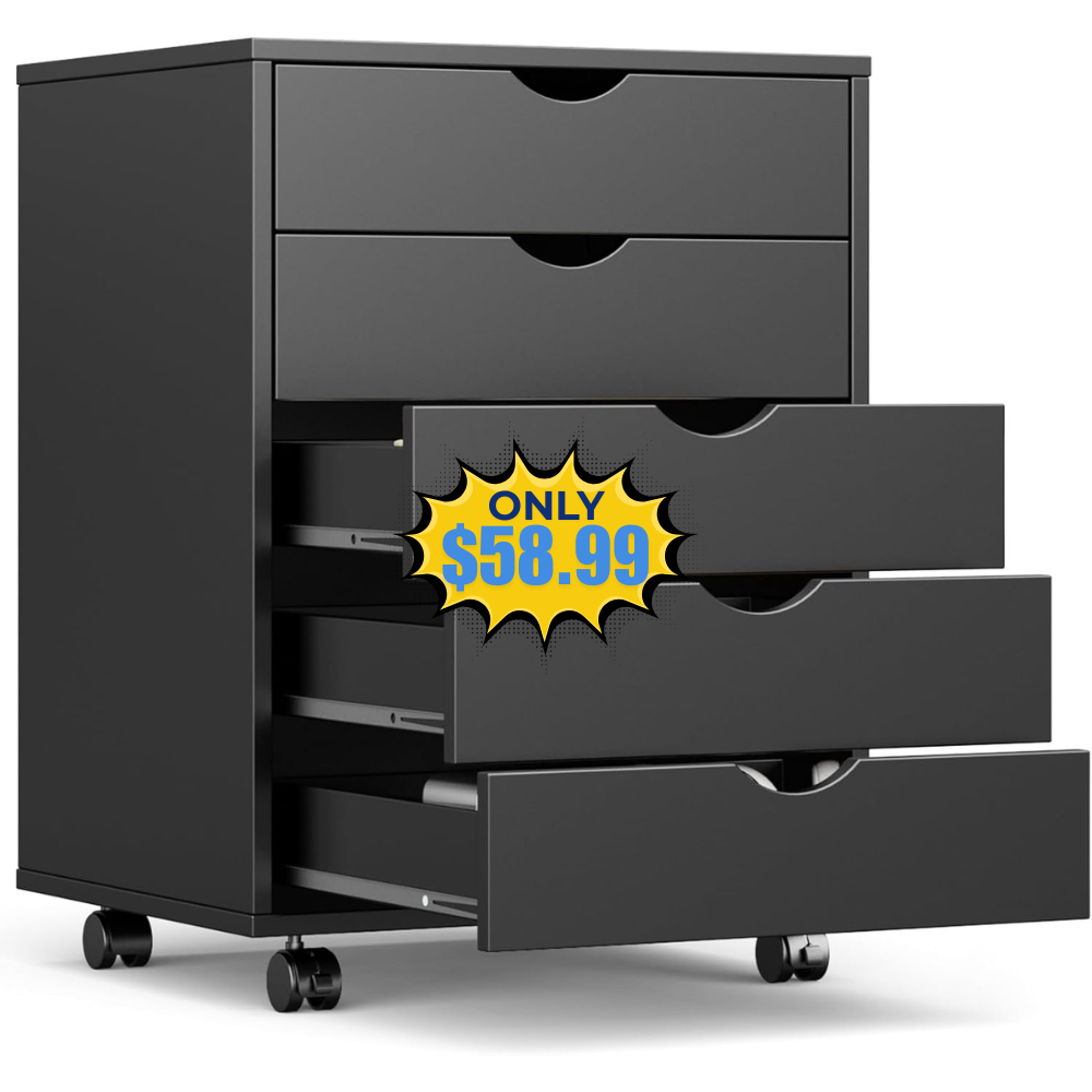 OLIXIS 5 Drawer Mobile File Cabinet Deal at Amazon