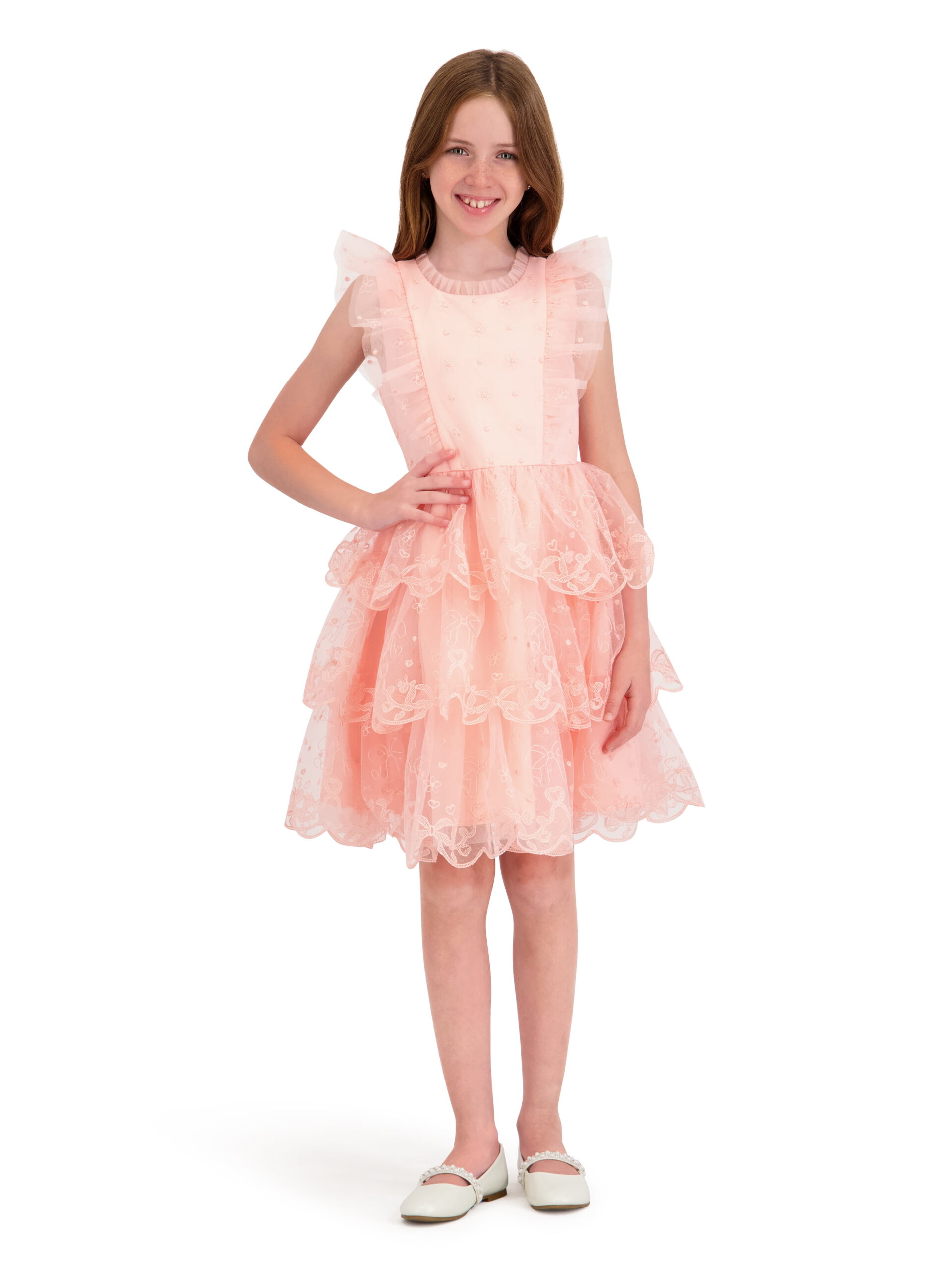 Kensie Girl Yellow Sleeveless Embroidered Tiered Dress at Walmart