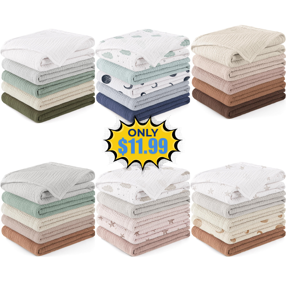 Susurration Burp Cloths Muslin 5 Pack Deal at Amazon