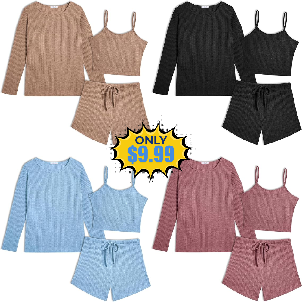 Ekouaer Womens Waffle Knit Lounge Set Deal: Save 70% on Amazon