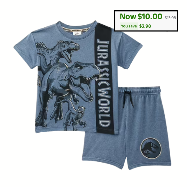 Jurassic World Tee & Shorts Set: Save $3.98 at Walmart
