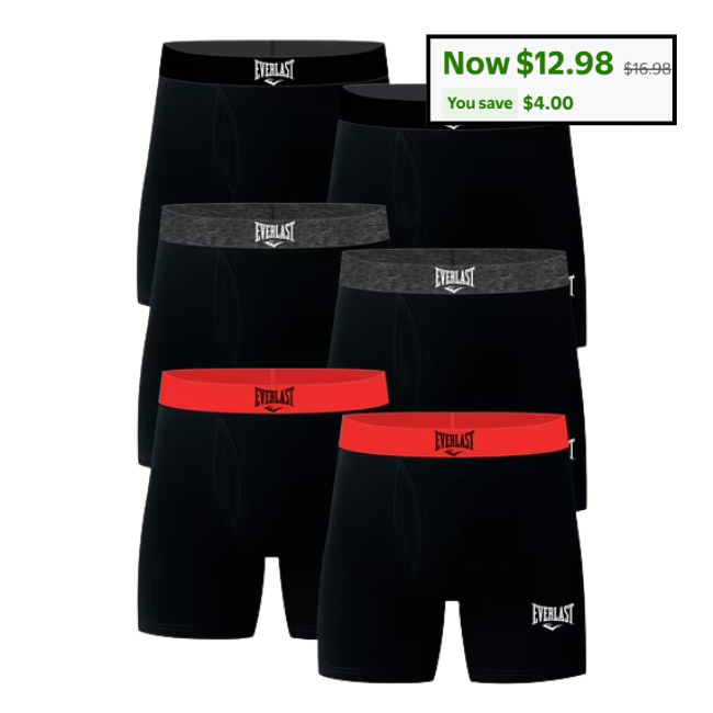 6-Pack Men’s Cotton Stretch Boxer Briefs Deal: Save $4 at Walmart