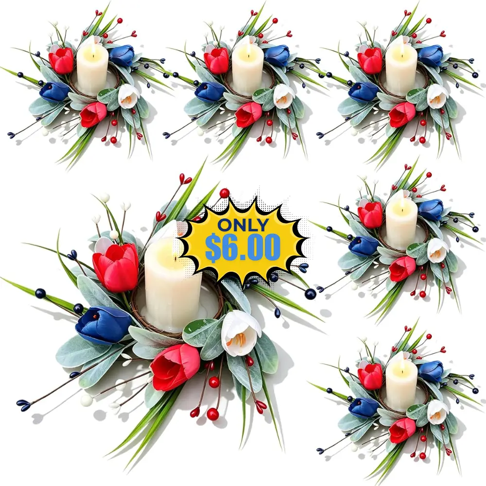 6 Pcs Small Patriotic 4th of July Candle Rings Deal: Save 60% at Amazon