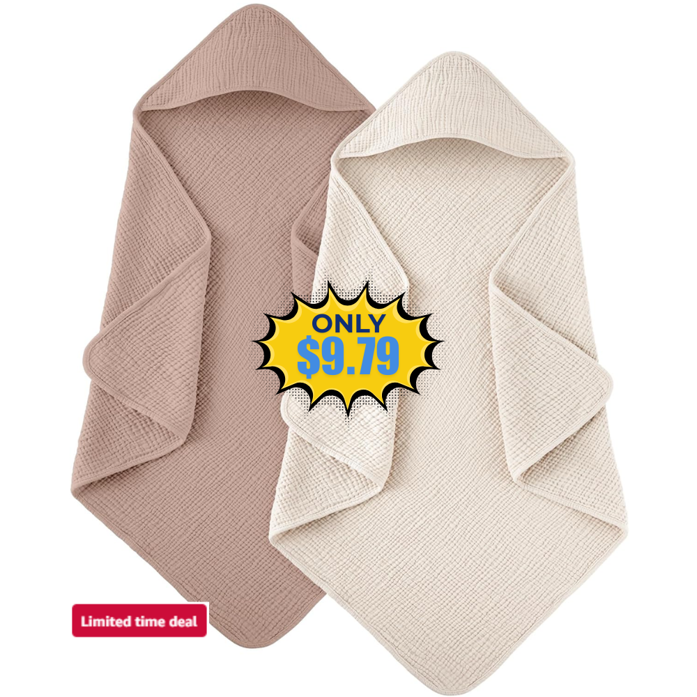 Susurration 2 Pack Muslin Baby Towels Deal: Save 30% at Amazon