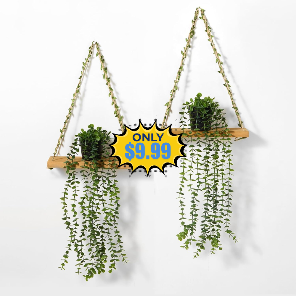 2 Pack Hanging Shelves with Artificial Plants Deal: Save 62% at Amazon
