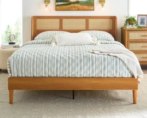 Better Homes & Gardens Springwood Caning Queen Platform Bed Deal at Walmart…