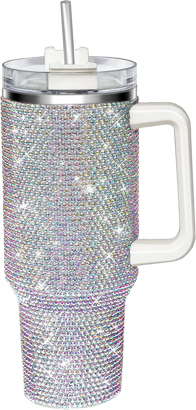 HWISDMIG 40oz Tumbler with Handle-Glitter Rhinestones Tumble deal at Amazon