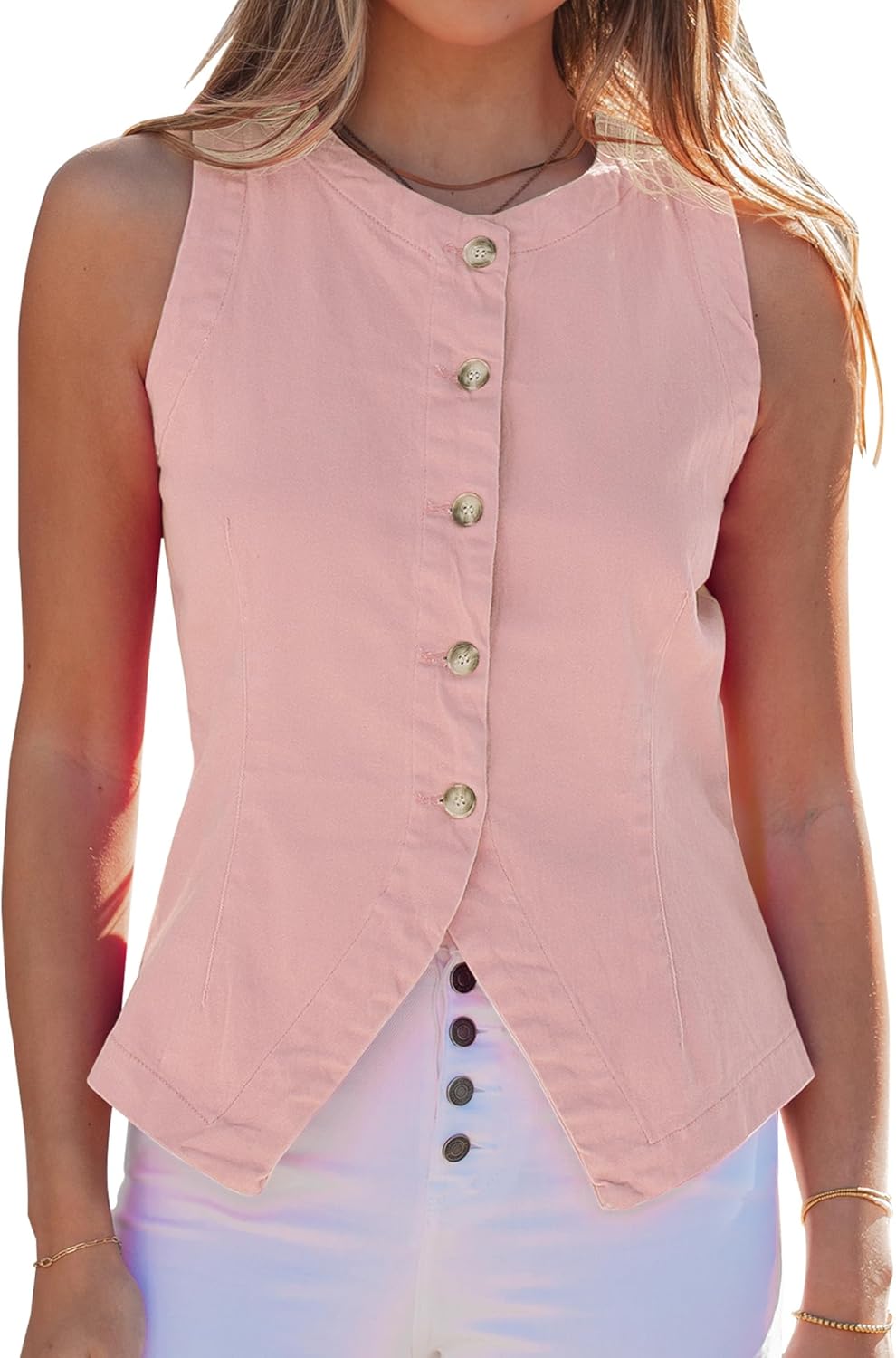 luvamia Casual Summer Denim Sleeveless Womens Vest Top Trend deal at Amazon