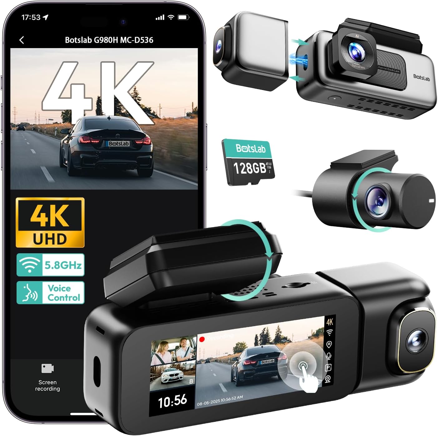 BOTSLAB 4K 3 Channel Dash Cam Only $179.99 (Reg. $199.99) at Amazon