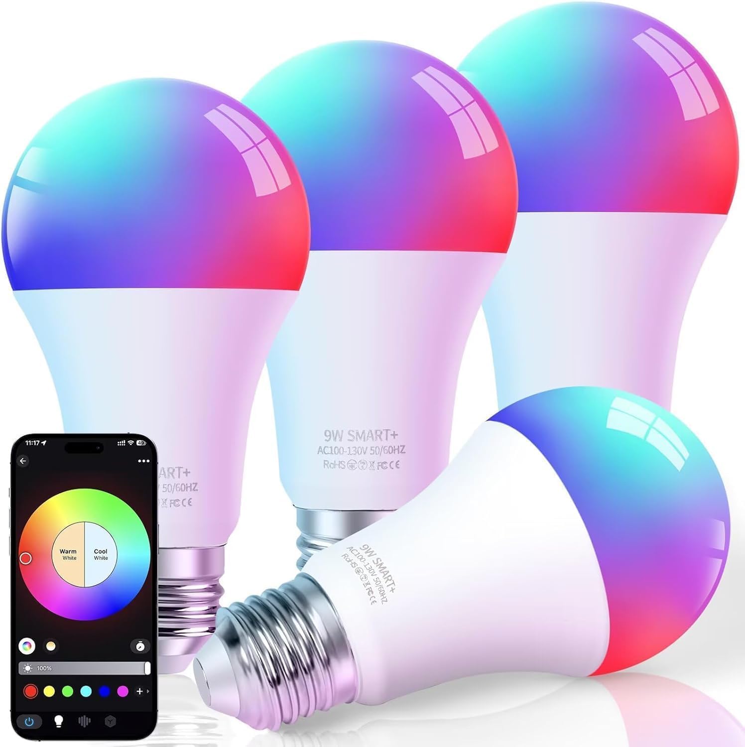 FRIDEKO HOME Smart Light Bulbs - Led Dimmible Color Changing deal at Amazon