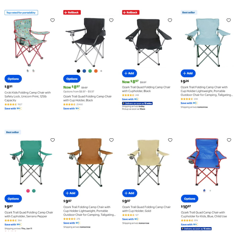 Camping Chairs Deal: Prices Starting at $8.91 at Walmart