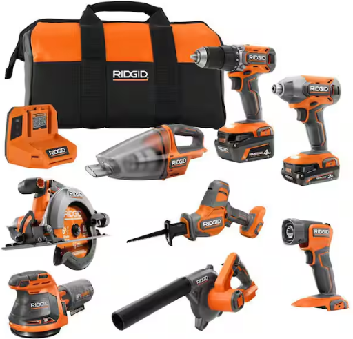 Home Depot Daily Pick: RIDGID 18V Cordless 8-Tool Combo Kit deal at Home Depot