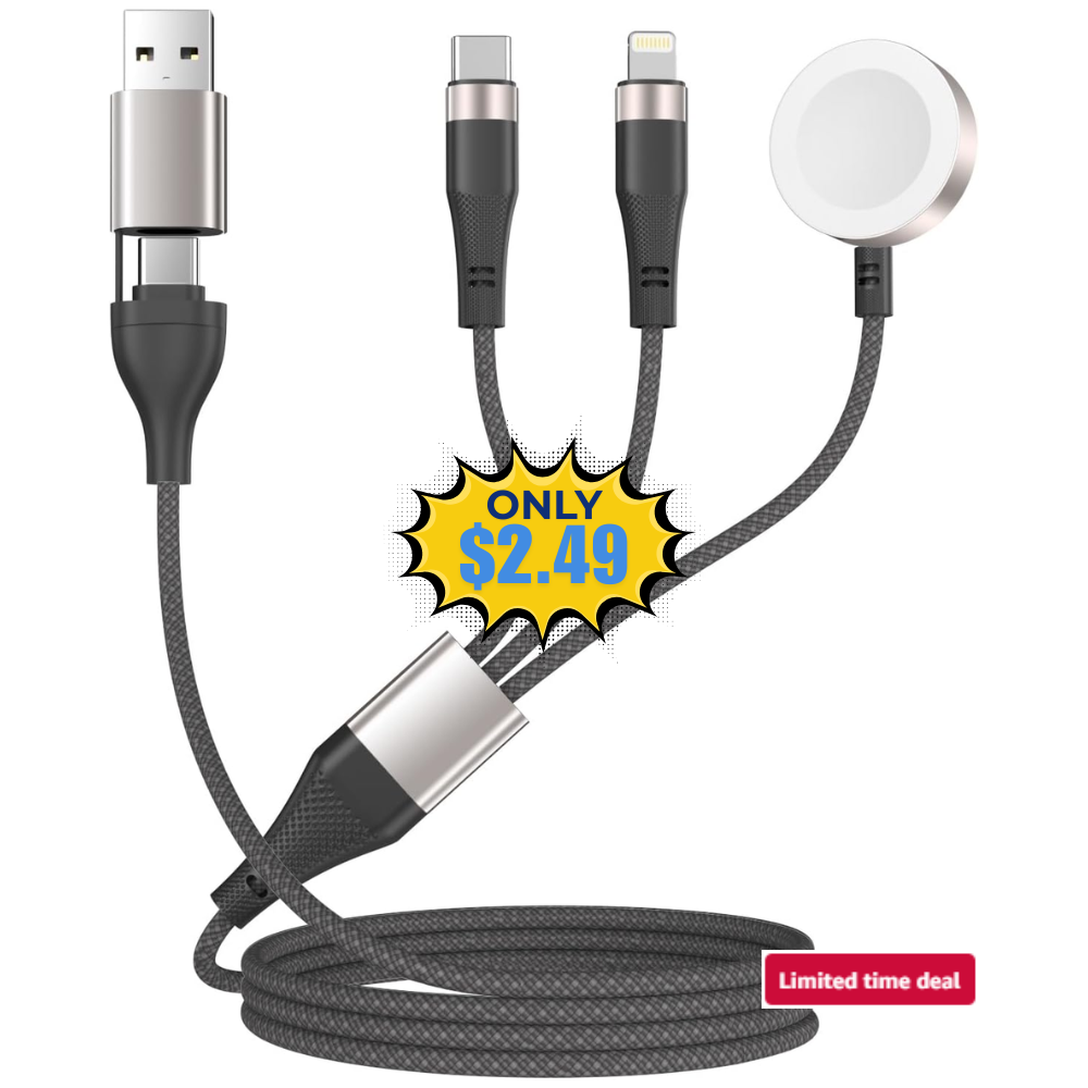 4FT 3 in 2 Multi Charging Cable Deal: Save 50% at Amazon