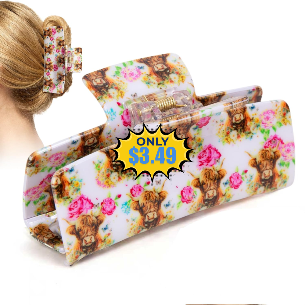 Highland Cow Floral Print Hair Clip Deal: Save 13% on Amazon