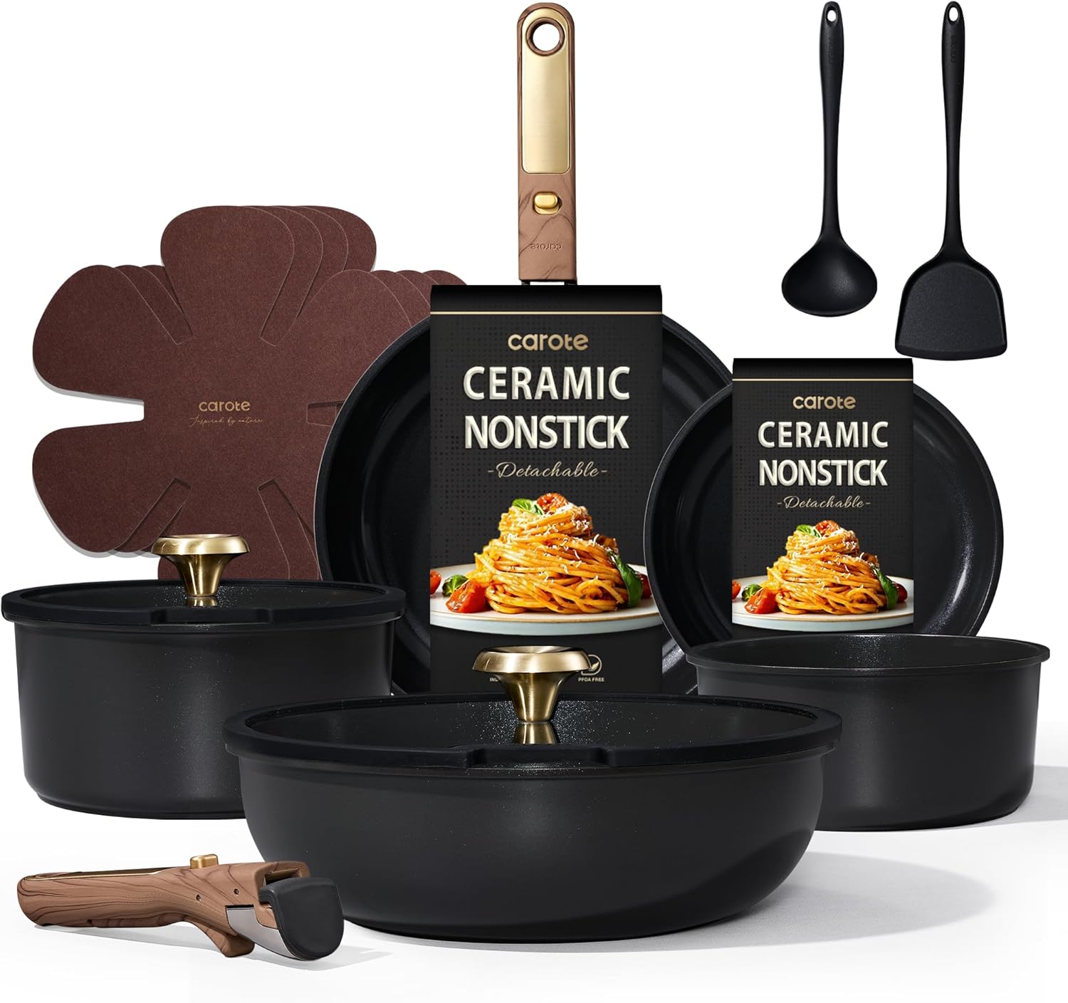 CAROTE 15Pcs Ceramic Cookware Set, Pots and Pans Set Non sti deal at Amazon
