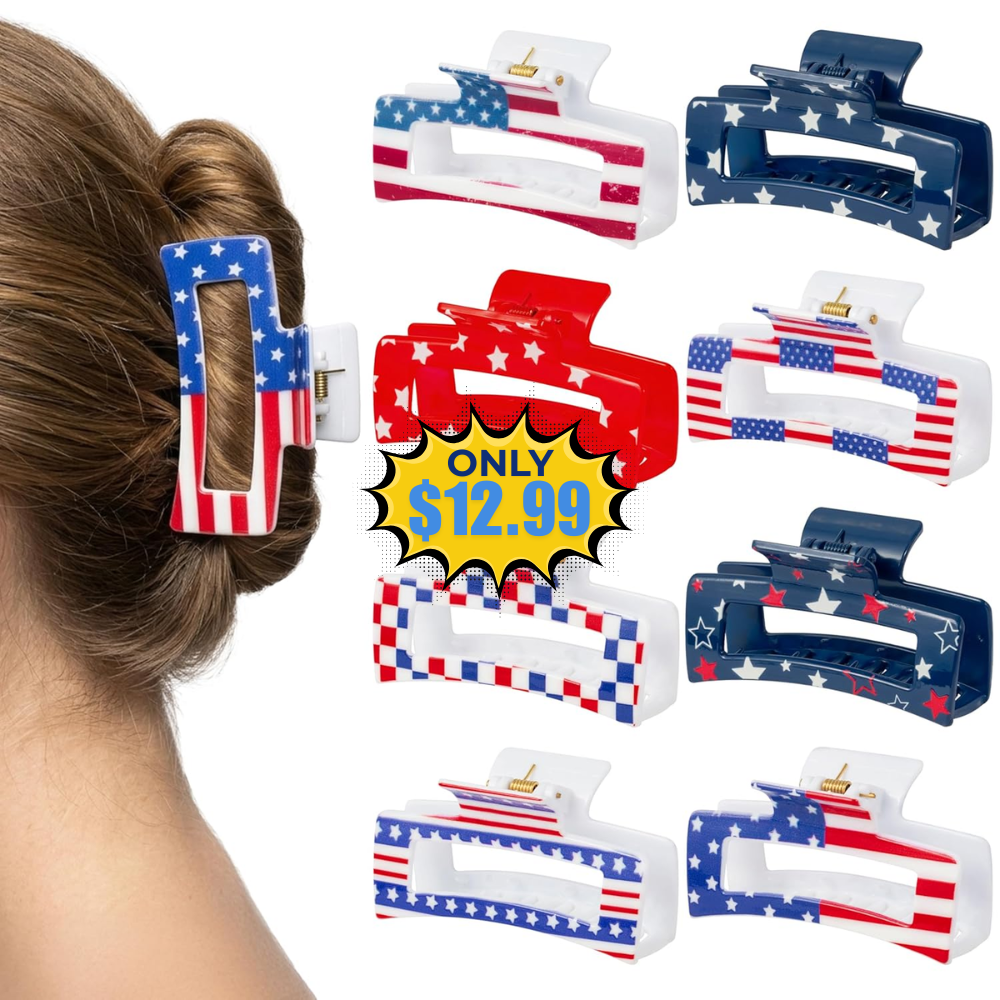 PANTIDE 8Pcs American Flag Hair Claw Clips Deal at Amazon