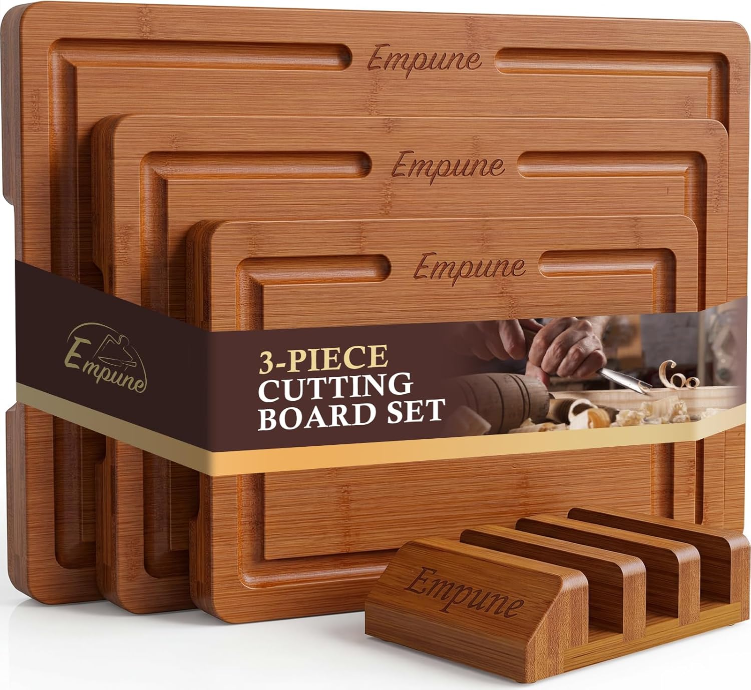 Empune Bamboo Cutting Boards for Kitchen, 3 Piece Extra Thic deal at Amazon