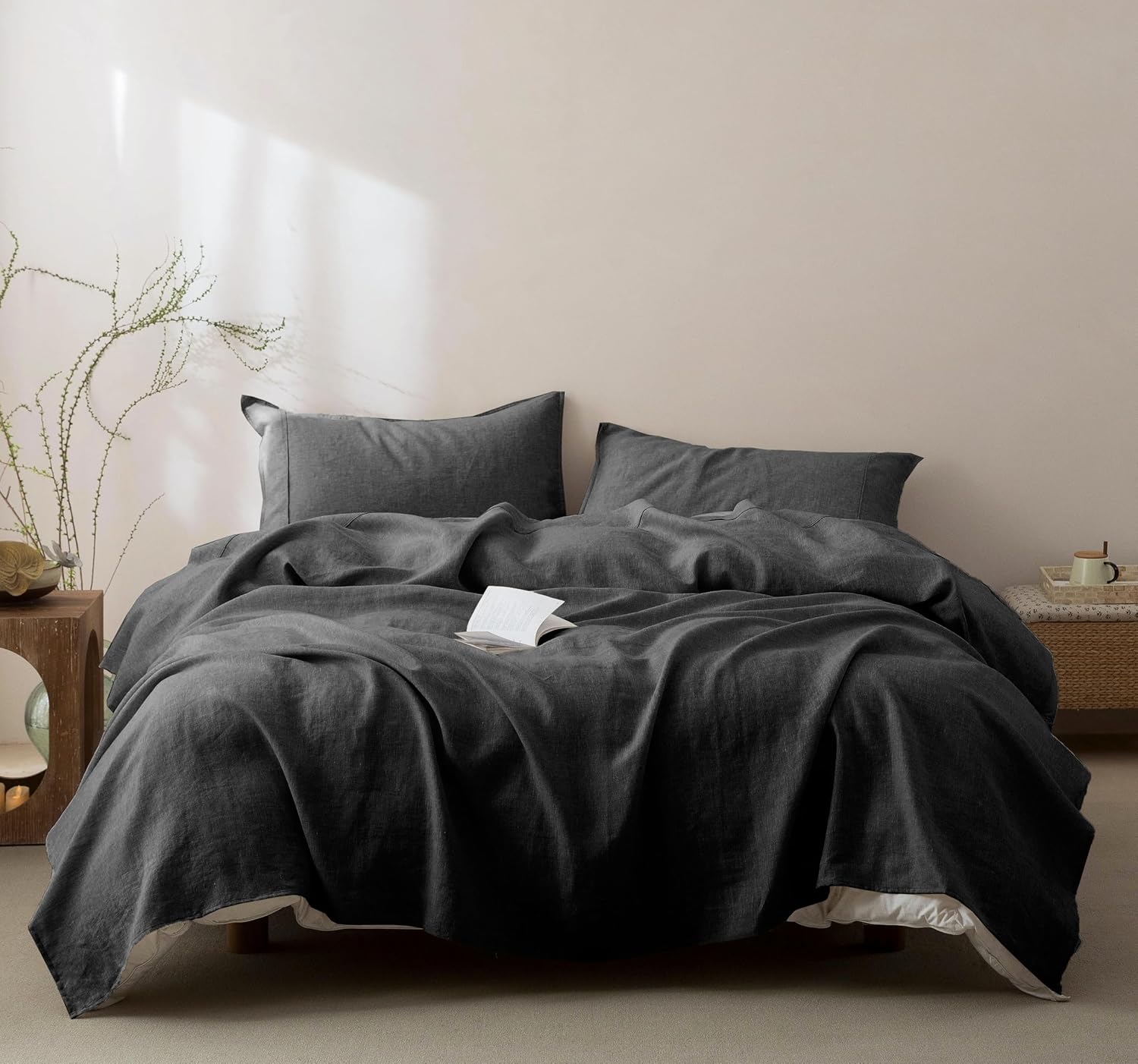 Talasily 100% French Pure Linen Sheets Set California King S deal at Amazon