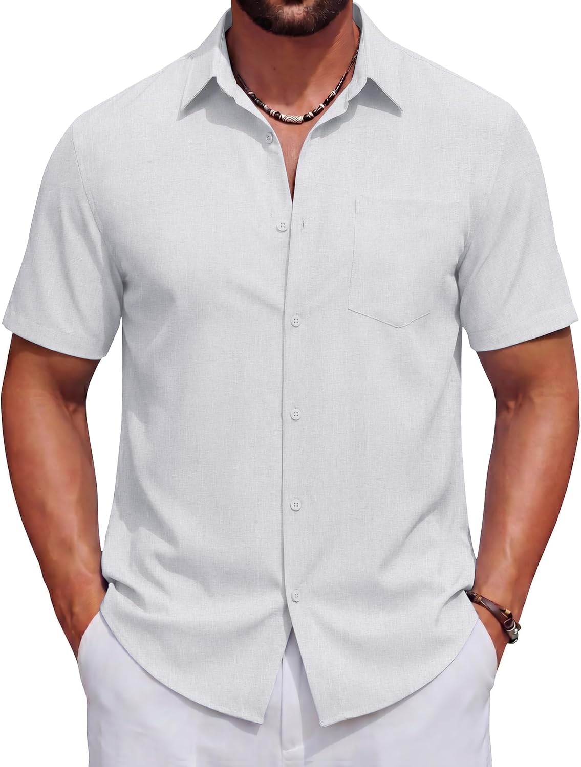 COOFANDY Men's Summer Beach Shirts Short Sleeve Button Up Sh deal at Amazon