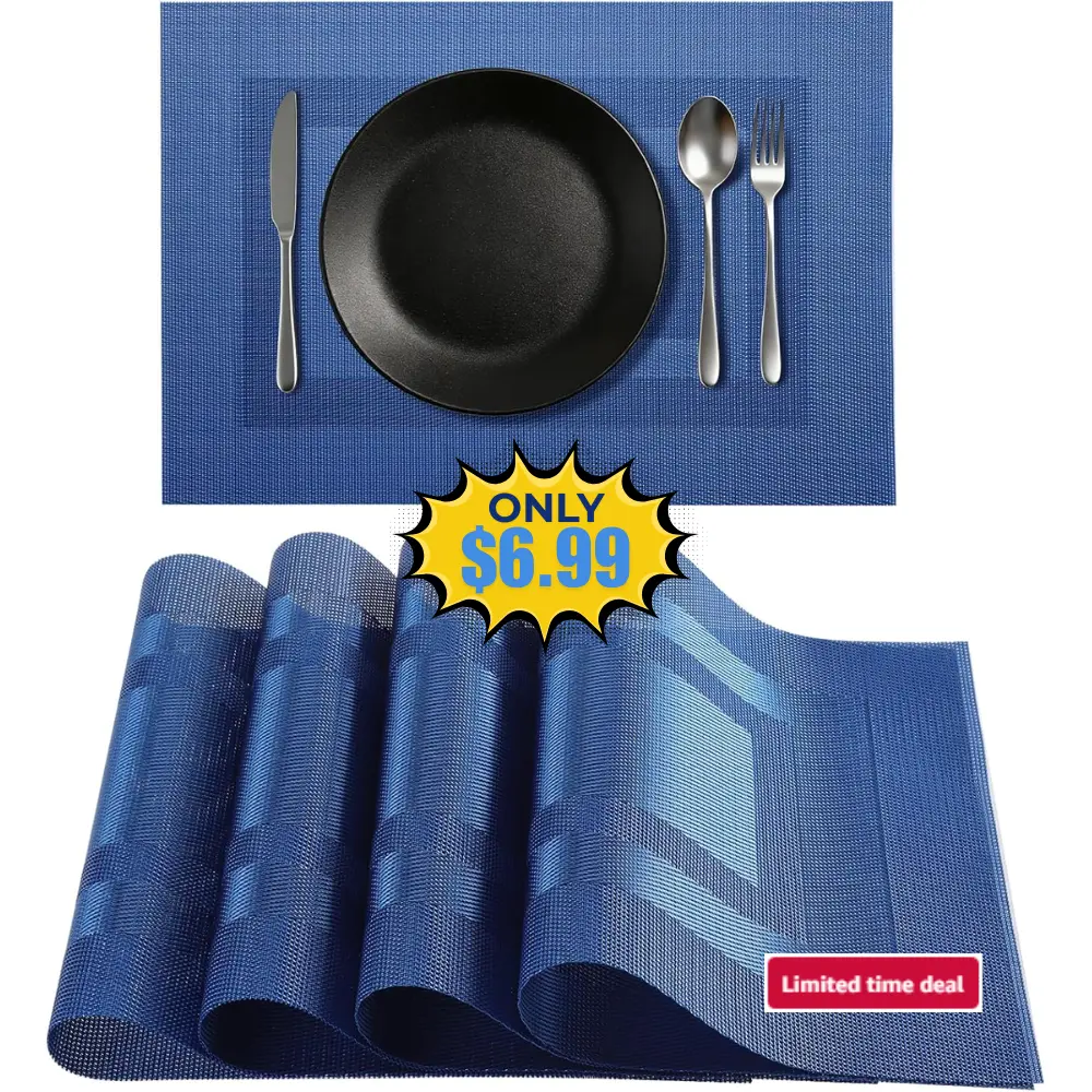 Timeet Blue Placemats Set of 4 Deal: Save 50% at Amazon