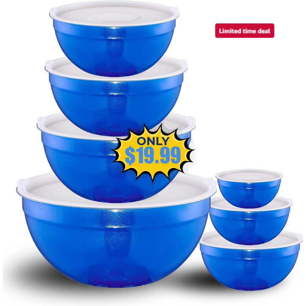 Blue Mixing Bowls with Lids Deal: Save 50% at Amazon
