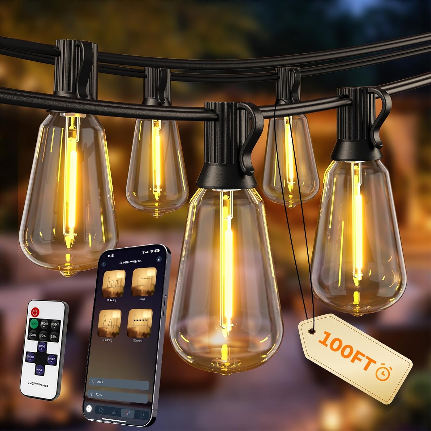 Ecoeve Outdoor String Lights, 100FT Patio Lights for Outside deal at Amazon