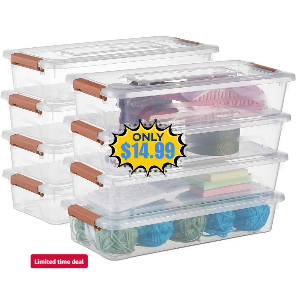 Plastic Storage Containers Clear 8 Pack Deal: Save 50% at Amazon