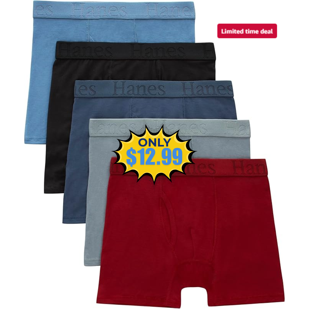 Hanes Supersoft Boys’ Boxer Brief 5-pack Deal: Save 55% at Amazon