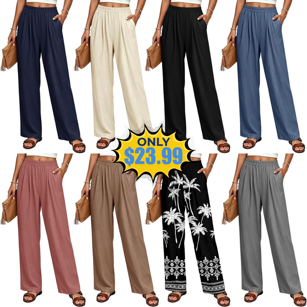 Women Cotton Linen Palazzo Pants Deal at Amazon: Save with Promo Code