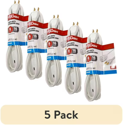 Walmart Home Pick: Pack Hyper Tough 6′ Indoor Extension Cords Deal: Save 46% at…