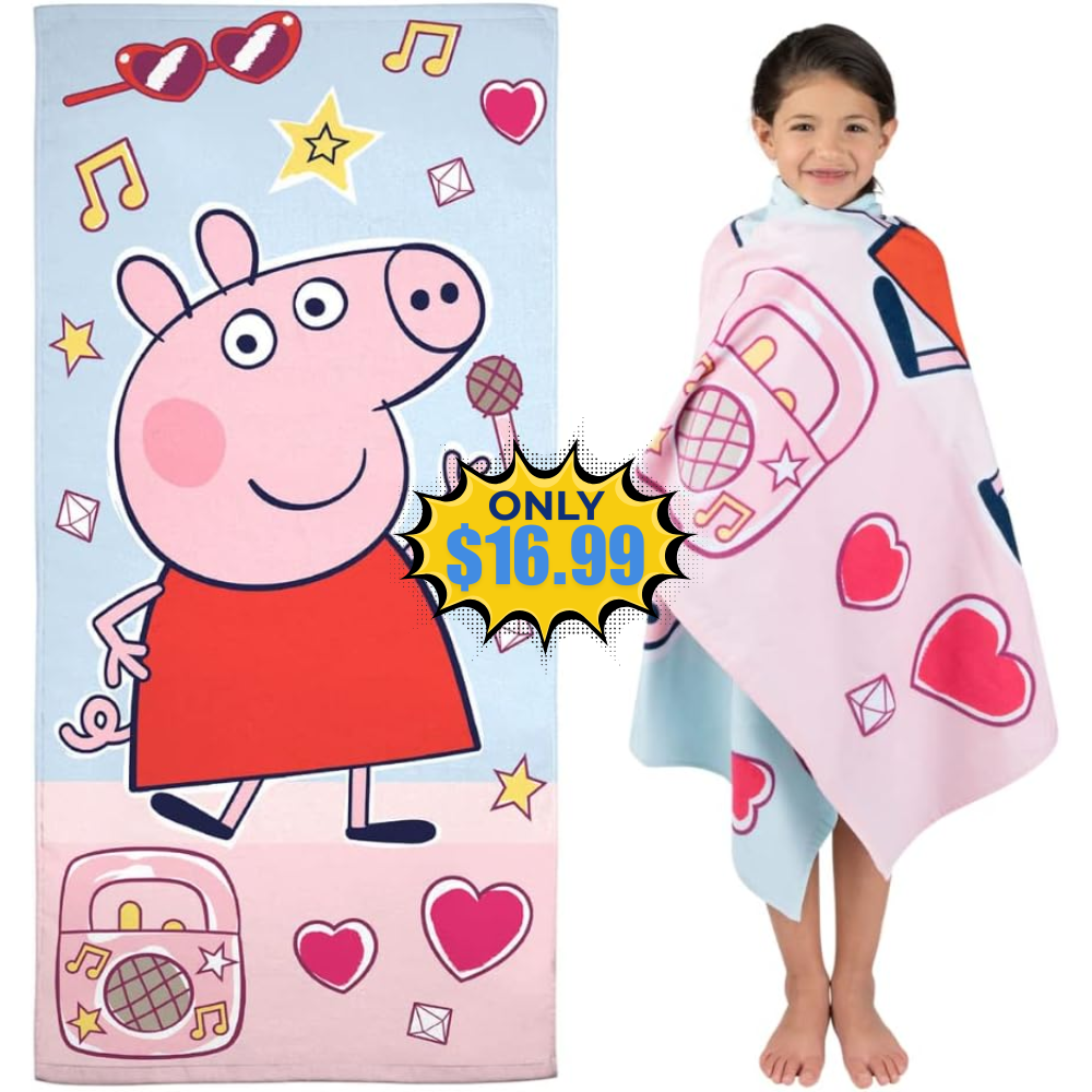 Peppa Pig Kids Cotton Beach Towel Deal at Amazon