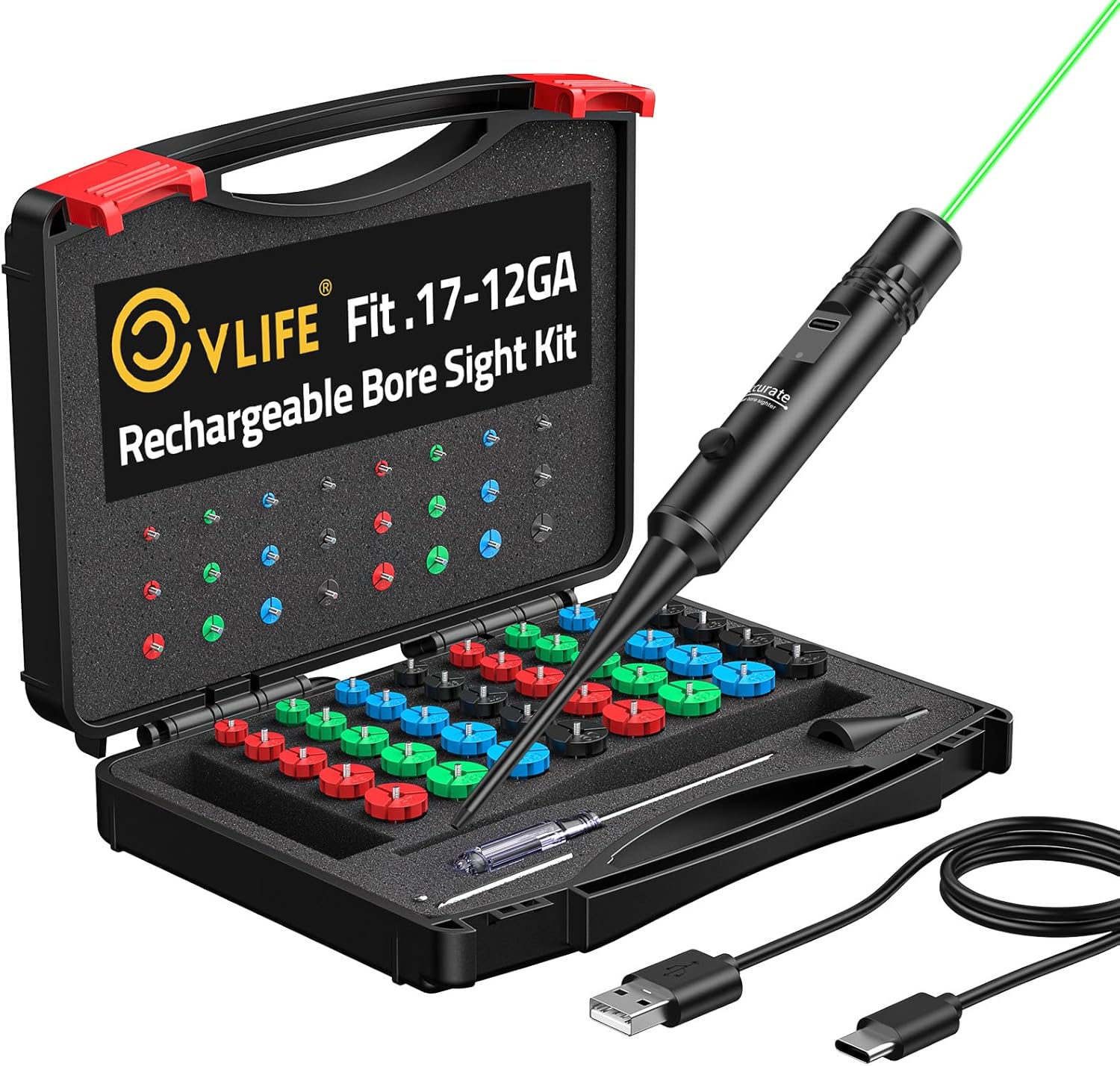 CVLIFE Rechargeable Bore Sight Laser Kit with 64 Adapters fi deal at Amazon