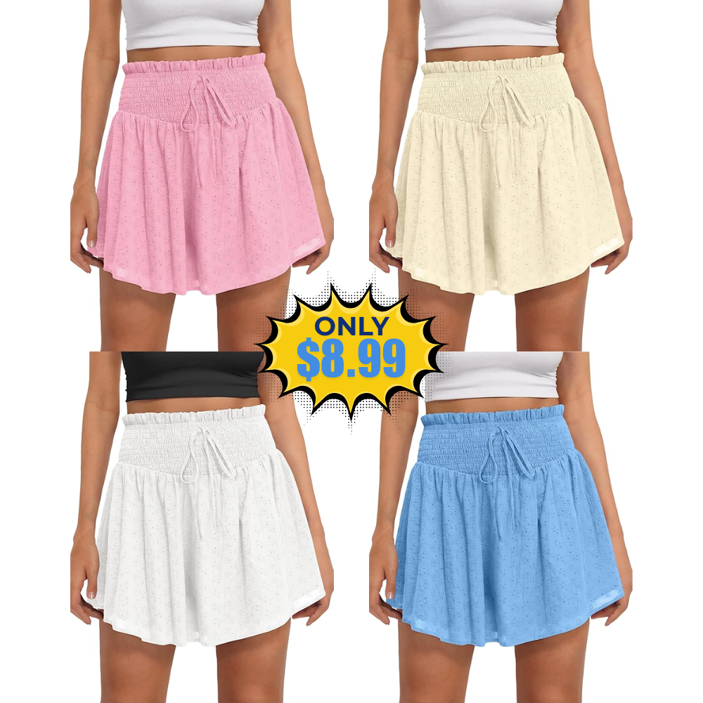 Caracilia Womens Summer Eyelet Mini Skirts Deal: Save 40% on Amazon