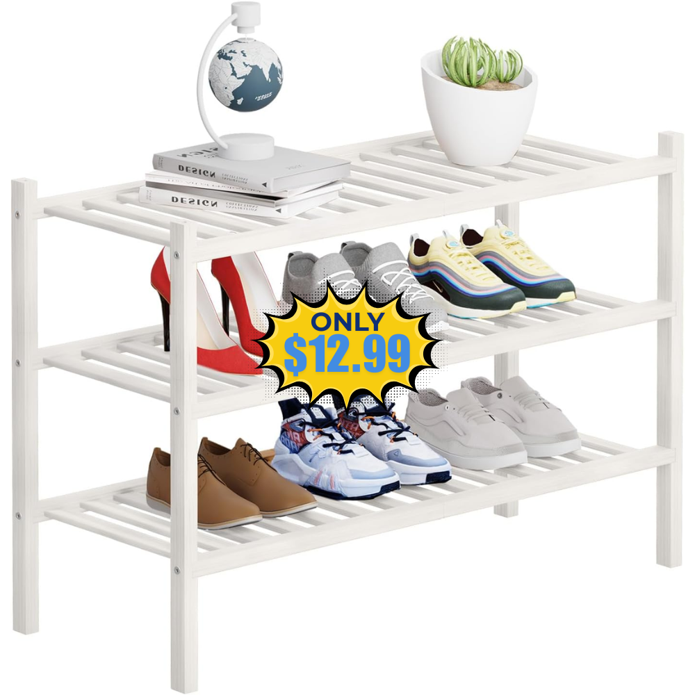 3 Tier Bamboo Shoe Rack Storage Deal: Save 13% at Amazon
