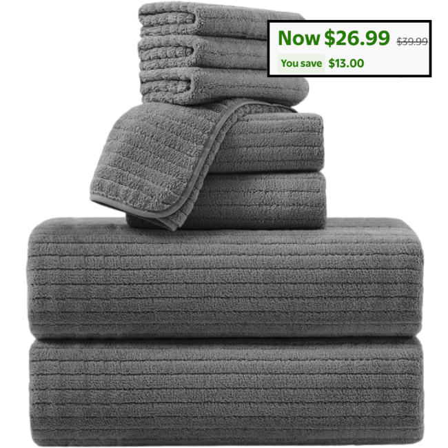 8 Pcs Microfiber Bath Towels Set Deal: Save $13 at Walmart