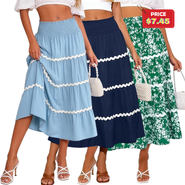 Smocked Boho Maxi Skirts Deal: Save 50% at Amazon