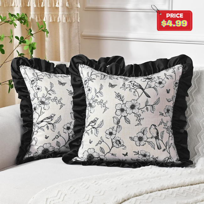 Set of 2 Floral Linen Cushion Covers Deal: Save 50% at Amazon