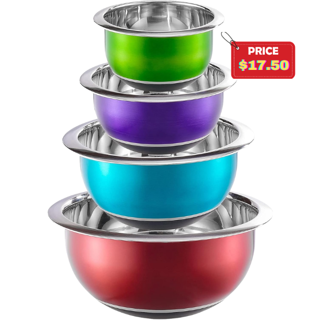 Colorful Mixing Bowl- 4 Pc Set Deal: Save 50% at Amazon